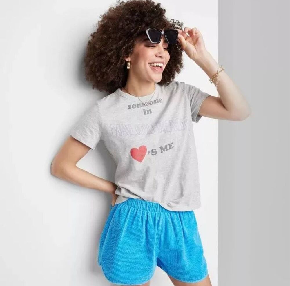 Ascot + Hart Malibu Beach Short Sleeve Graphic T-Shirt Gray Small
